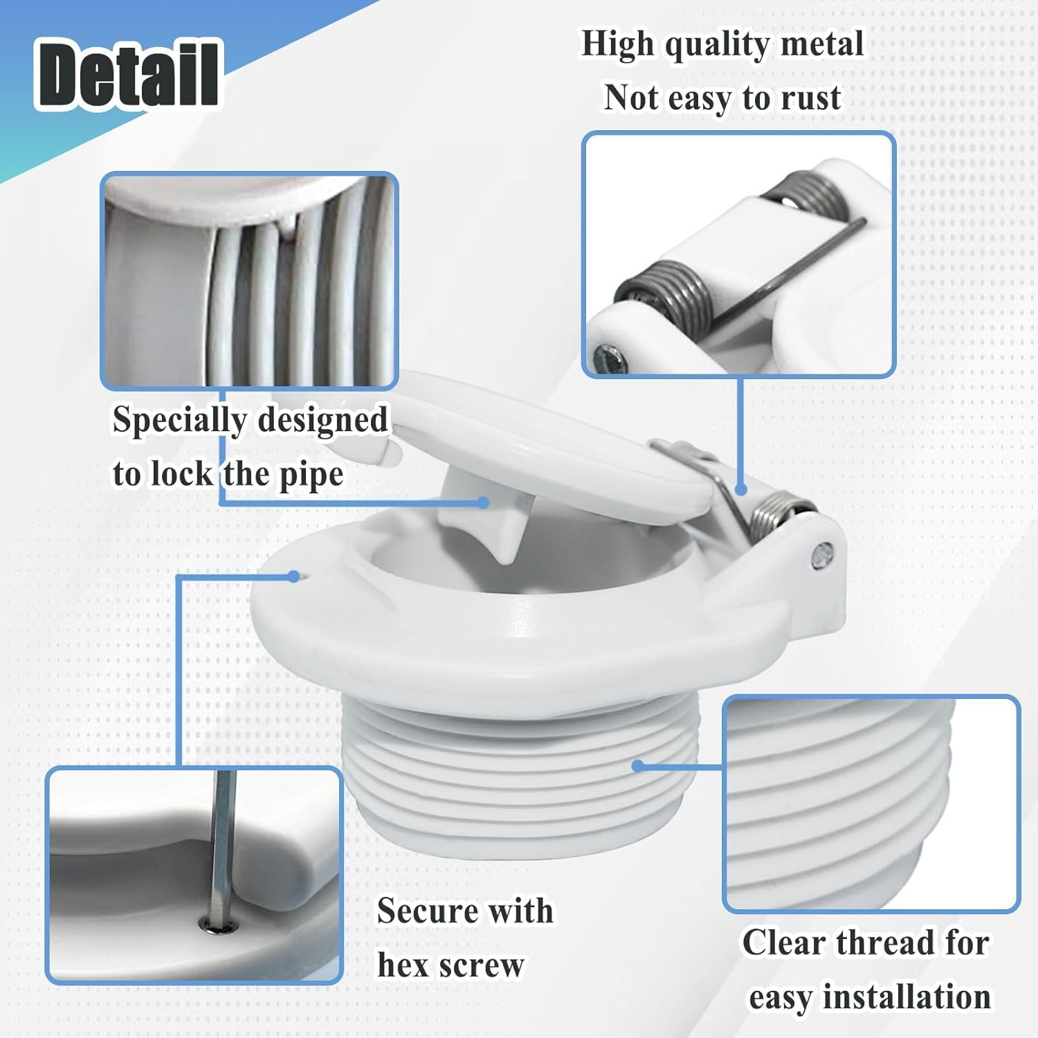 2 Pcs W400BWHP Vacuum Safety Lock, Swimming Pool Wall Accessory Replacement for Pool Cleaners image number 5