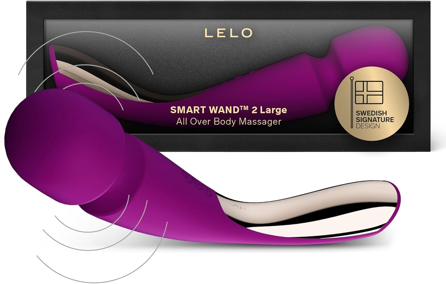 LELO SMART WAND 2 Large All-Over Body Handheld Waterproof Vibrator and Wand Massager, Vibrating Massager for Her and Wand Massagers for Neck and Back with 10 Vibration Patterns, Black