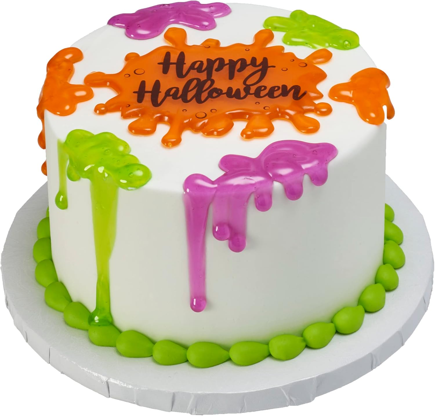 Decopac Halloween Slime Sayings Cake Decorations, 12 Pack Food Safe Cake Decorations, Happy Halloween Layon for Spooky Treats, Purple, Green, Orange image number 1