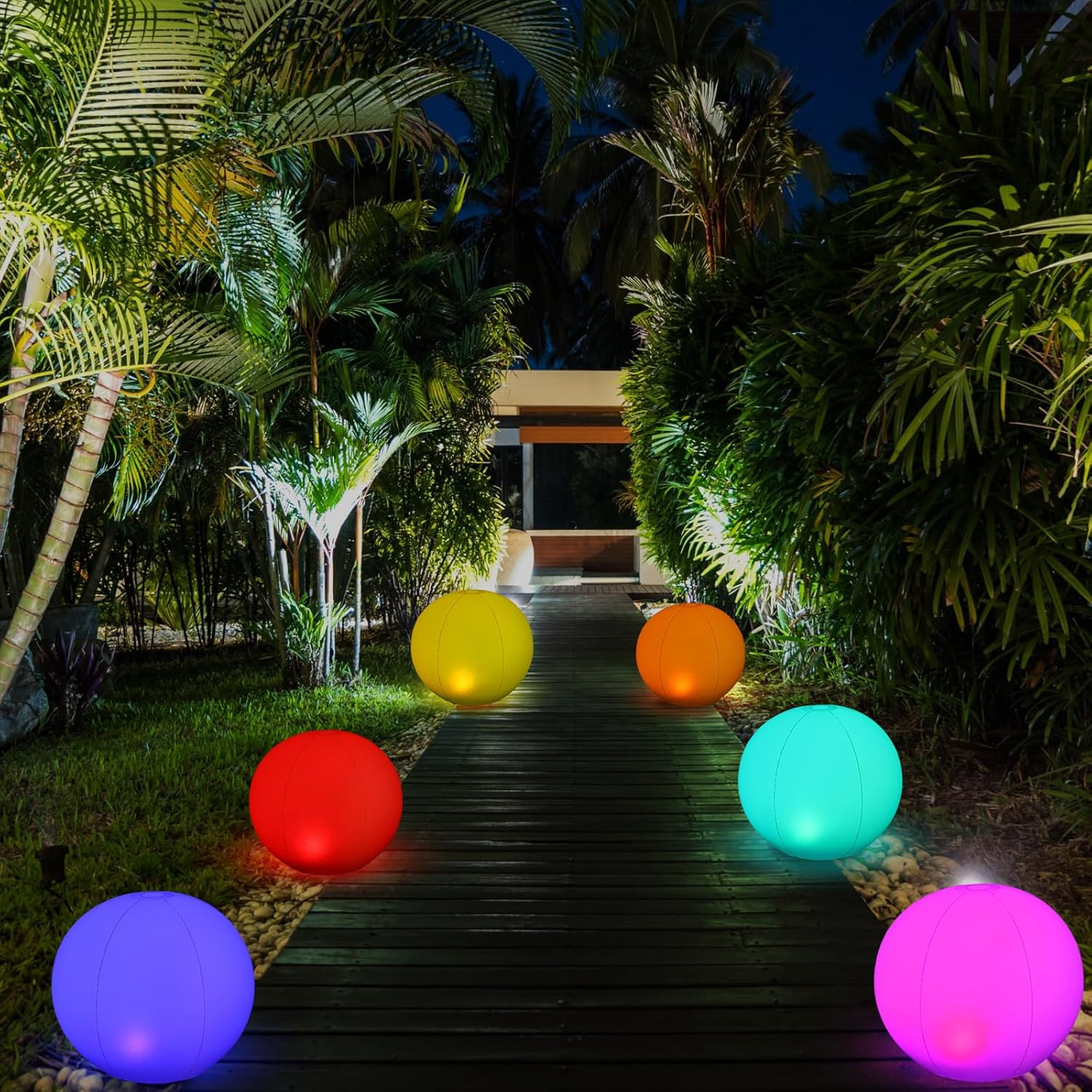 Wettarn 16 Pcs Floating Pool Solar Ball Lights 16 Color Changing Inflatable Outdoor Pool Balls Waterproof Glow Globe LED Night Light for Swimming Party Garden Backyard Pond Beach Decor (12'' 16'') image number 3