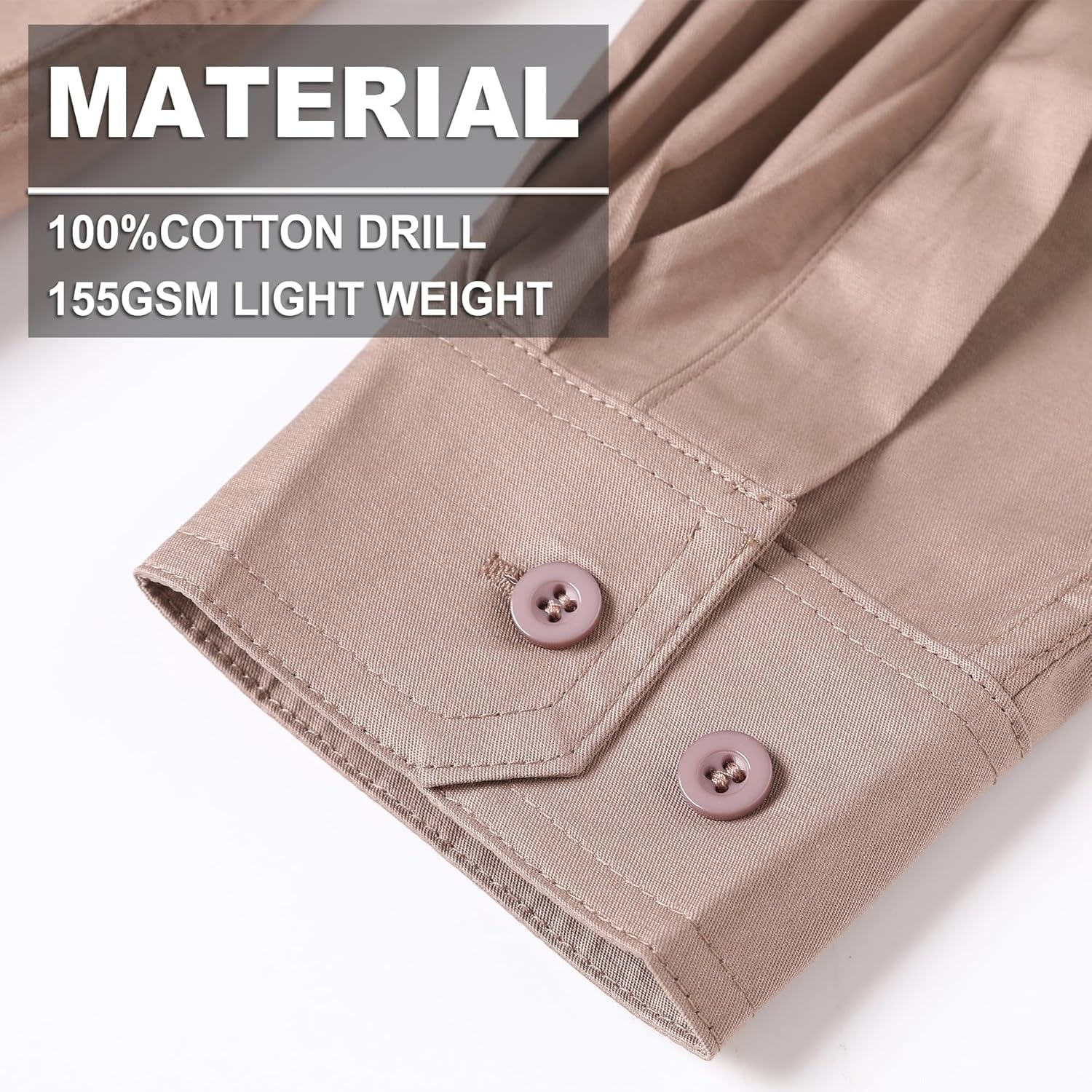 BIG BEE Men&rsquo;S Cotton Work Shirt &ndash; Lightweight, Durable Traditional Workwear image number 3