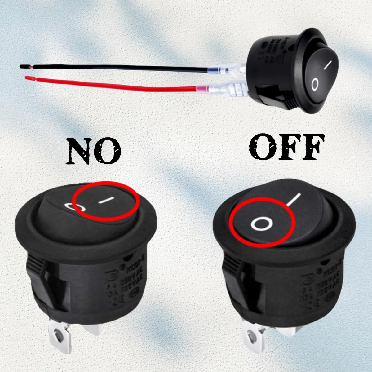 10-Piece 12V Circular Joystick Switch, 12-Volt DC Mini Circular Toggle Switch, 2-Pin SPST On/Off Toggle Switch, with 15CM Wire, Suitable for Automobiles, Ships and Recreational Vehicles