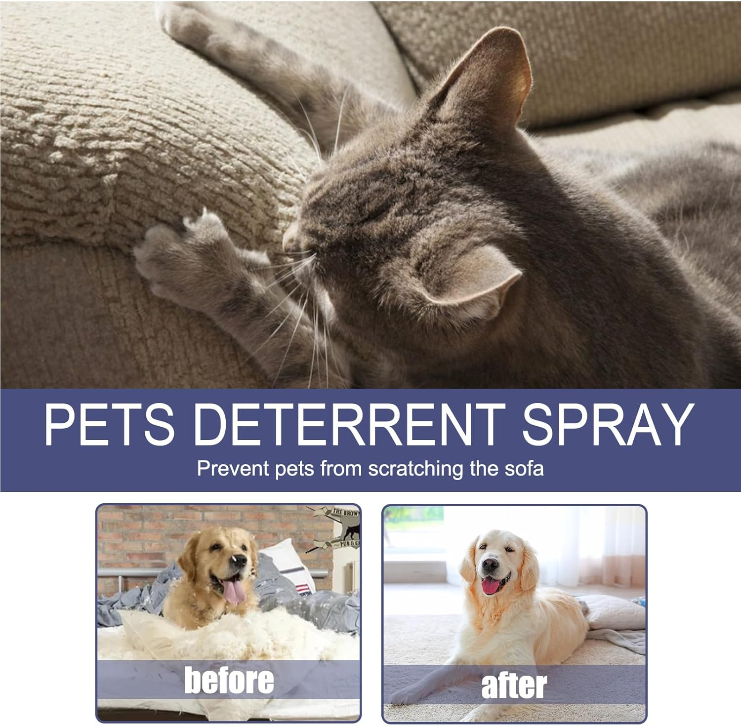 Scratch Protection Spray for Cats, Scratch-Resistant Spray, Scratch Protection for Cats, Dogs, Anti-Scratch Spray for Cats, 50 Ml Cat anti Scratch Spray with Glue on One Side (3 Metres Long and 5 Cm image number 2