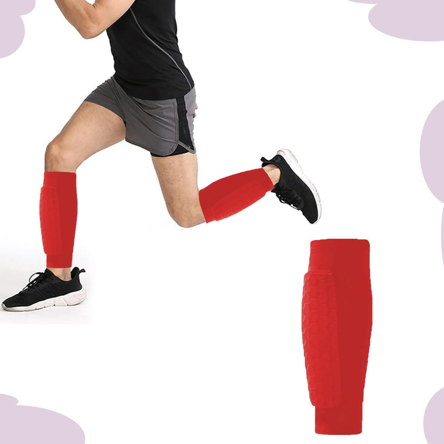 Shin Guards for Soccer, Lightweight Shin Pads for Kids Youth & Adult - Football Shin Defender Protective Gear, Comfortable Breathable Leg Guards.(1, Red, Medium) image number 3