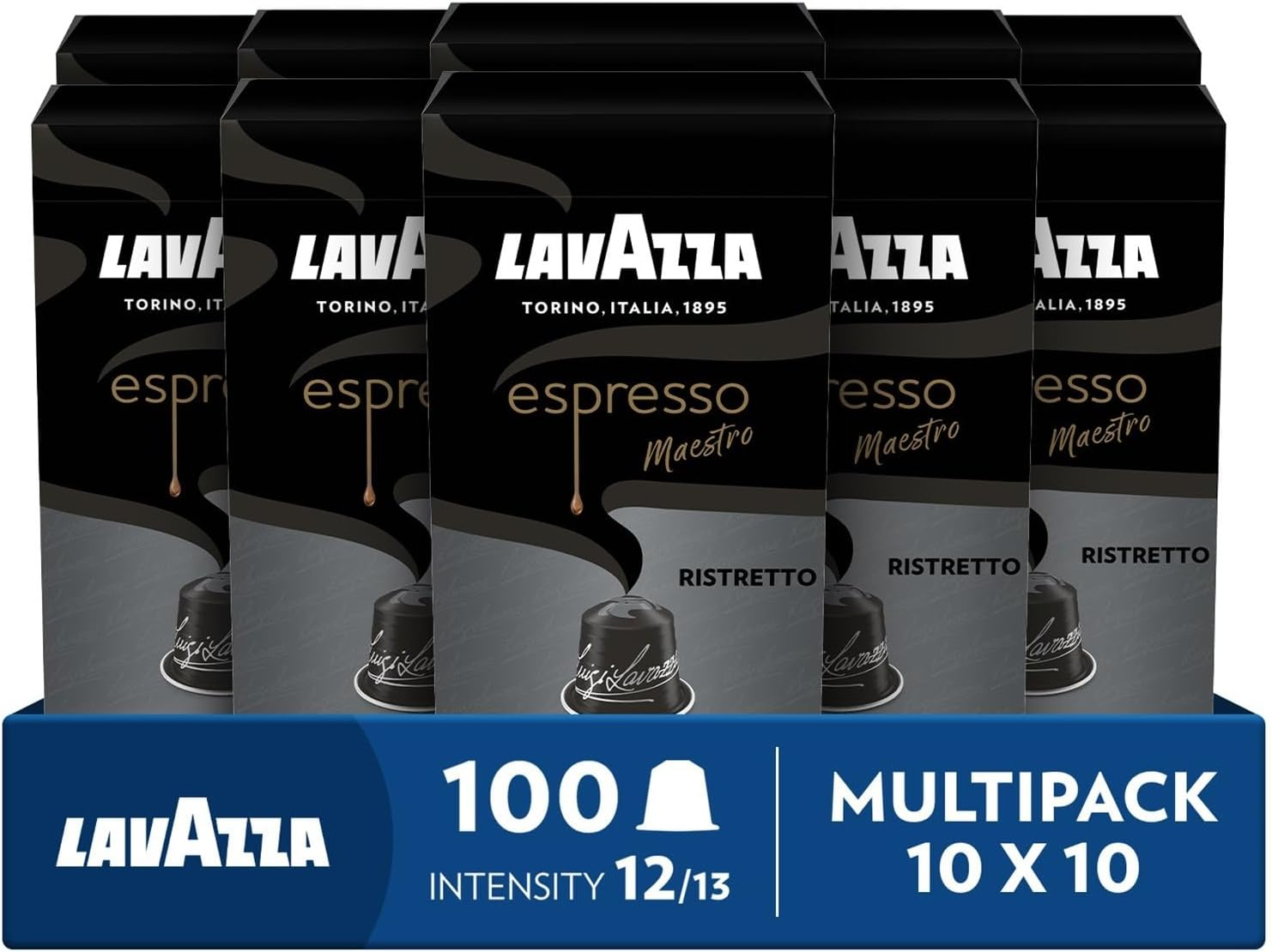 Lavazza, Espresso Maestro Ristretto, 100 Coffee Pods Compatible with Nespresso Machines, Chocolate&Caramel Notes, Arabica&Robusta, Intensity 12/13, Dark Roasting, 10 Packs of 10 Pods image number 6