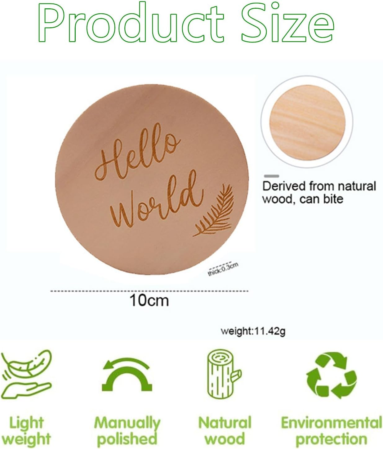 14Pcs Natural Wooden Baby Milestone Cards, Monthly Growth Markers for Newborn Photography, Pregnancy & First Year Keepsake image number 5