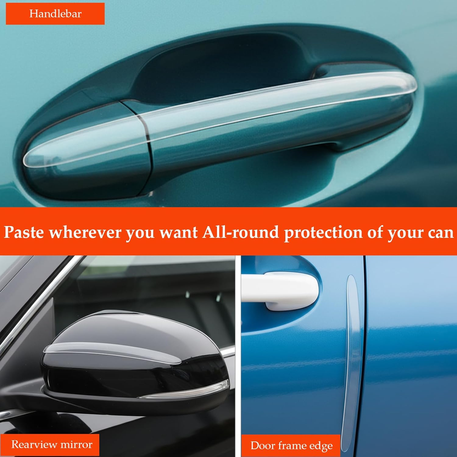 Car Door Edge Protector, 12 Pcs Transparent Car Door Protector Strips, Anti-Collision Guard for Doors, Handles and Bumper