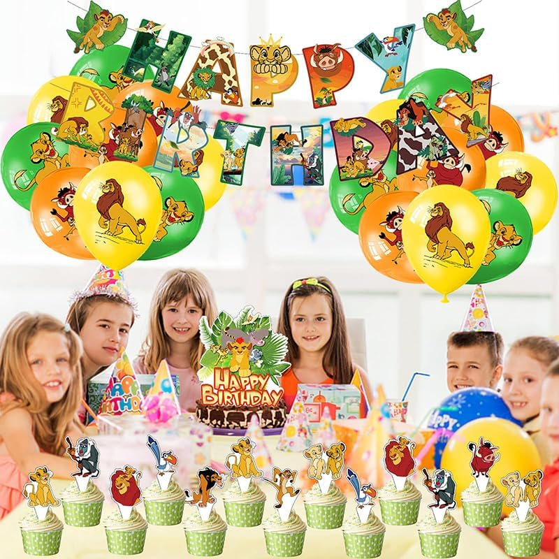 Lion King Birthday Party Supplies - Decorations Set with Balloons, Cake Topper, and Banner image number 4