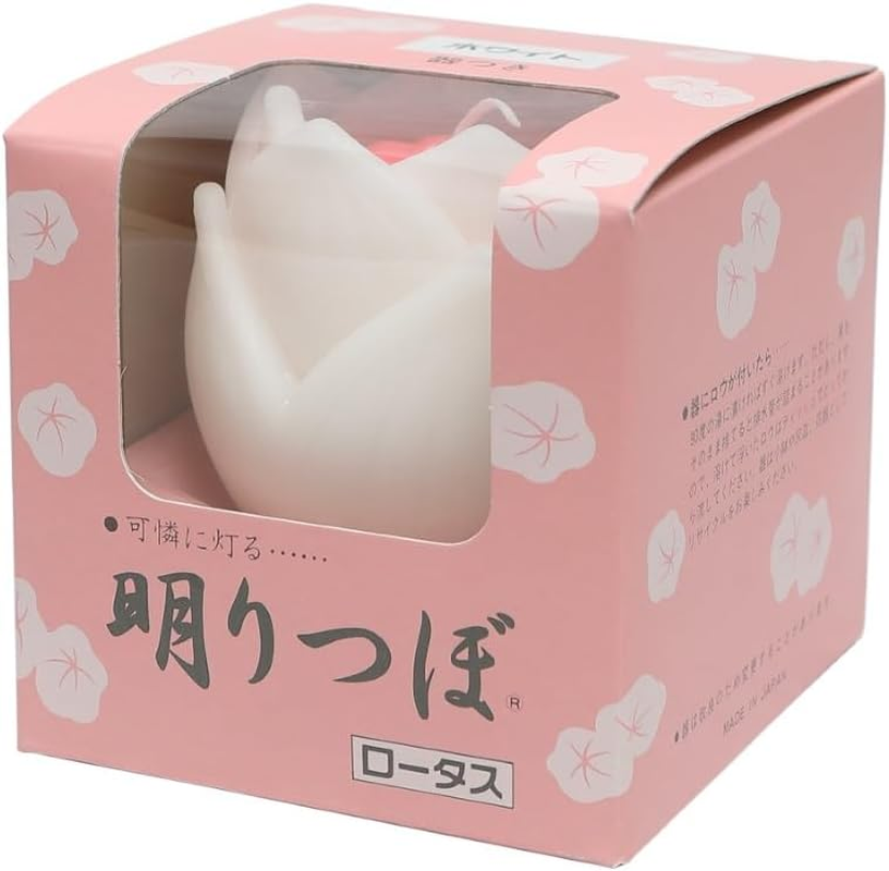 Tokai Wax Lotus Shaped Candle Light Pot Lotus Fixture Included, White 142-01WH - Blue image number 2