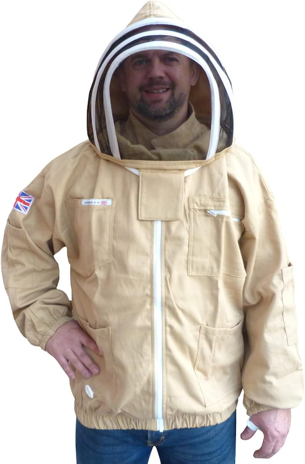 AGS Beekeeper Olive Cotton Bee Jacket Professional Beekeeping Premium Clothing Fencing Protective Wasp Jacket Bee Suit Equipment Protection (Large) image number 3