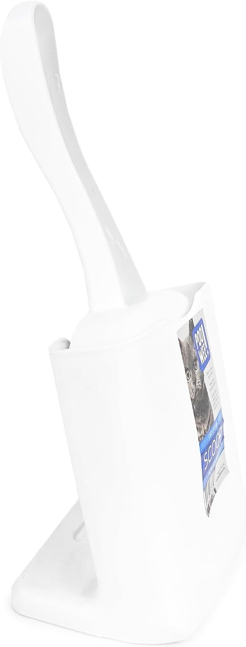 POOWEE! Cat Litter Scoop Caddy, White - Litter Scoop with Stand, Durable Plastic, Easy to Clean with Hygienic Storage, Perfect for Cat Litter Trays