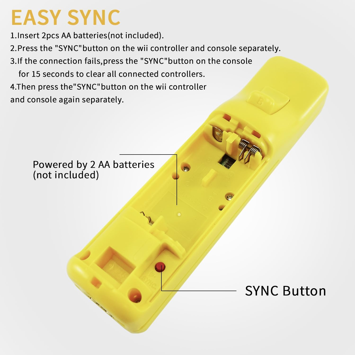QUMOX Wii Remote Controller and Nunchuck Yellow Compatible for Wii/Wii U Console (Motion plus Not Included)