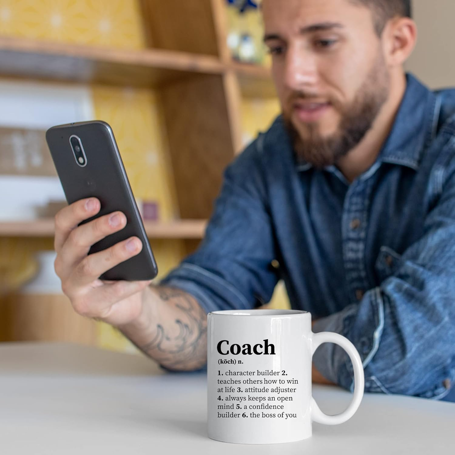 Coach Noun Definition Mug Character Builder Coach Gifts for Team Manager Office Boss Appreciation Inspirational Novelty Drinkware Ceramic Coffee Mug 11 Oz image number 4