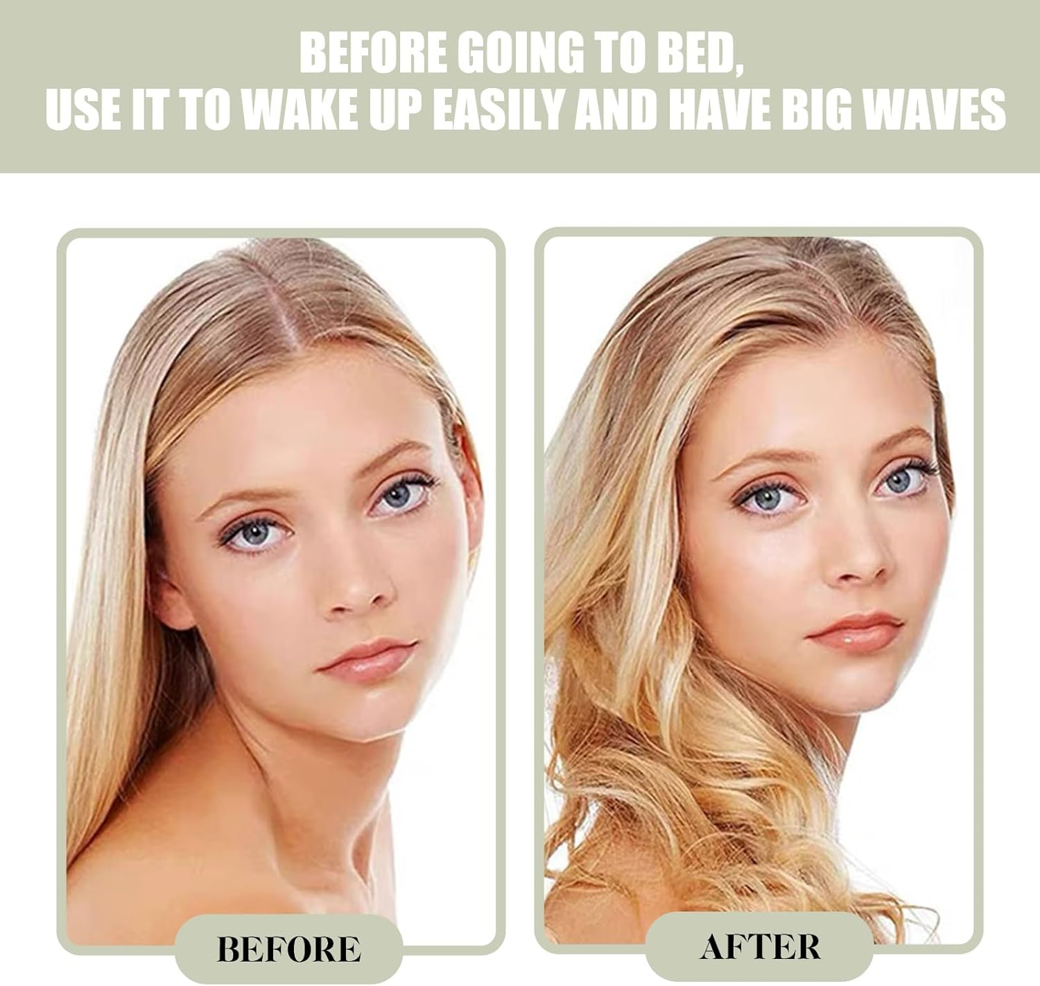 Yeomju Pack of 2 Green Heat Free Curls Silky Hair Bobbles for Women, Soft Elastic Satin Silk Hair Bobbles for Sleep, Silky Satin Hair Ties, Overnight Curls image number 1