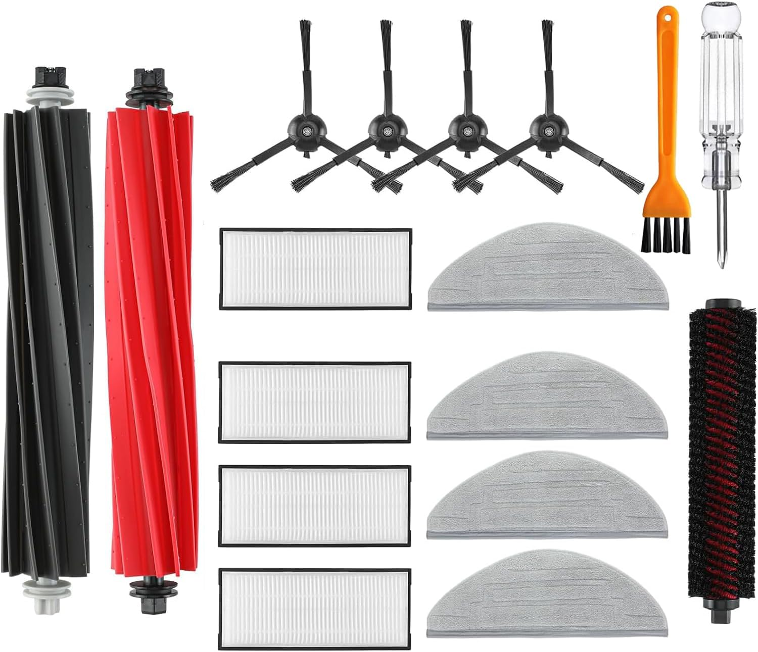 Replacement Parts for Roborock S8 Pro Ultra/S8 Docking Robot Vacuum, Robot Vacuum Accessories with 2 Main Brush, 4 Filters, 4 Side Brush, 1 Cleaning Brush