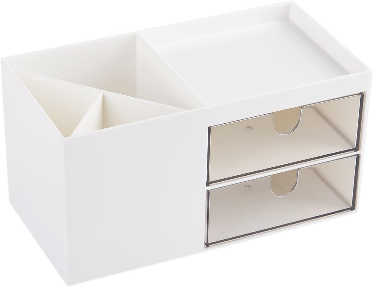 LETURE Office Desk Organizer with Drawer, Office Supplies and Desk Accessories, Business Card/Pen/Pencil/Mobile Phone/Stationery Holder Storage Box (White) image number 6