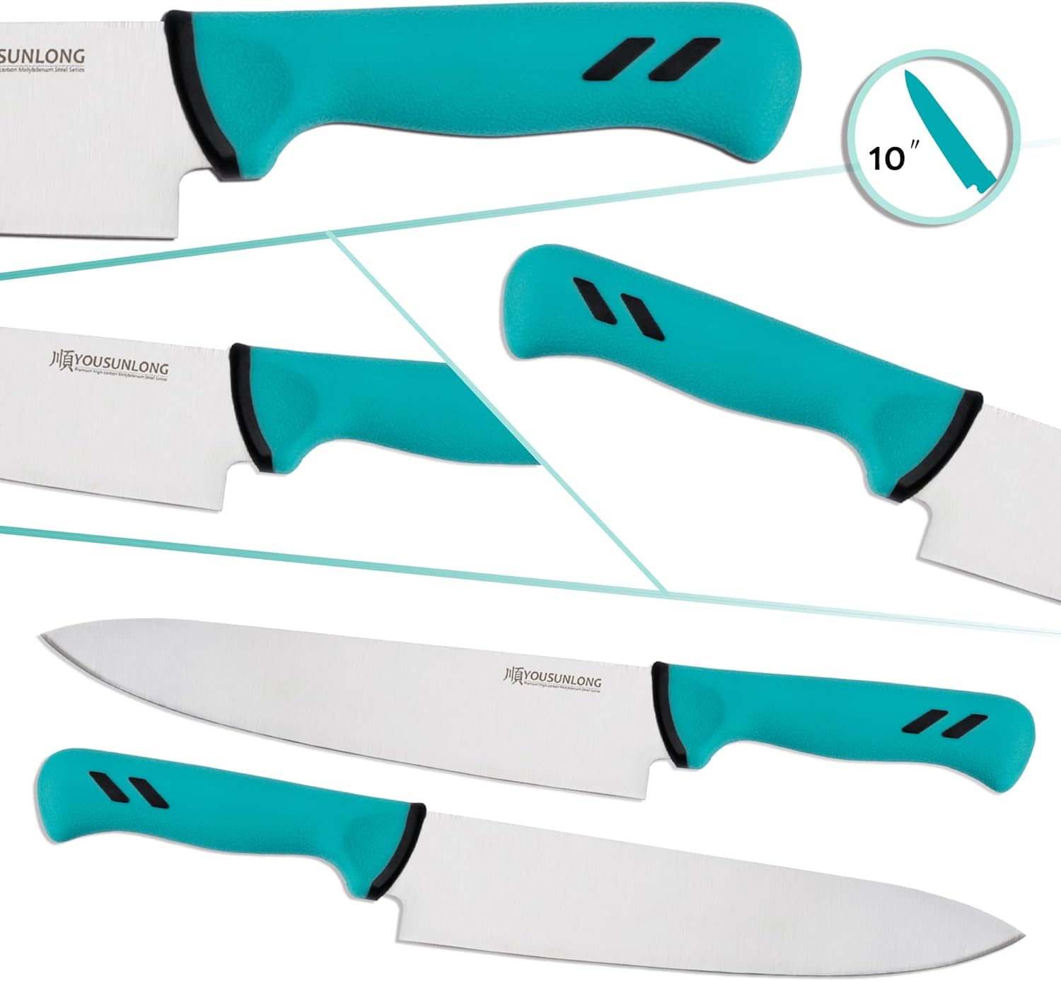 YOUSUNLONG Chef Knife - 10 Inch - Premium High-Carbon Molybdenum Steel Blade - Butchery Meat Processing Knife - Meat Cleaver Kitchen Knives - Ergonomic & Non-Slip Handle image number 6