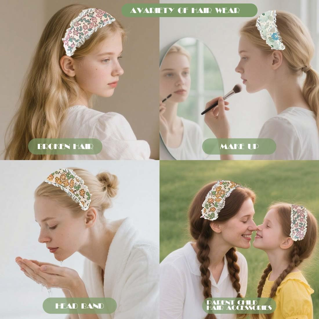 JYNVO Pack of 3 Hair Bands Women'S Fixing Strips for Sleeping Wearing High Parting for Girls & Women, Perfect for Travel, Camping & Trips