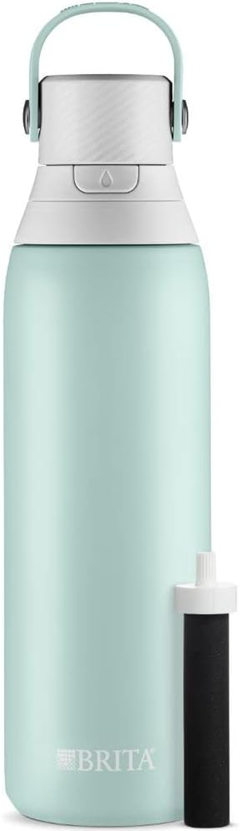 Brita Stainless Steel Premium Filtering Water Bottle, Bpa-Free, Reusable, Insulated, Replaces 300 Plastic Water Bottles, Filter Lasts 2 Months or 40 Gallons, Includes 1 Filter, Rose - 20 Oz.