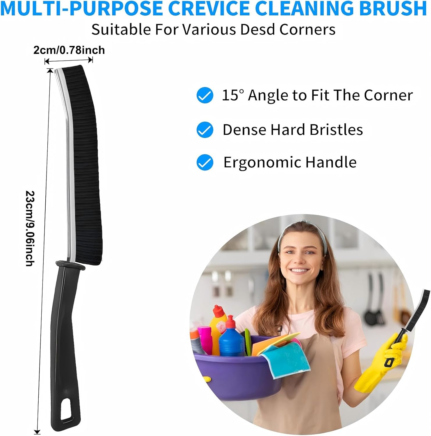 8 Pcs Cleaning Brush, Hard Bristle Crevice Cleaning Brush, Multifunctional Gap Scrub Brush, Home Essentials, Bathroom Cleaner Tools Kits for Household, Kitchen, Window, Faucets, Toilet, Groove, Car