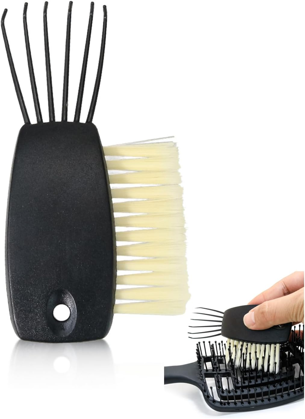 YAFIYGI 1 PCS Hairbrush Cleaner Tool Black Hair Brush Cleaners Quick Cleaning Machine plus Comb and Rake Easy to Clean Small Hair Brush for Thin and Thick Hair Home and Salon Use image number 5