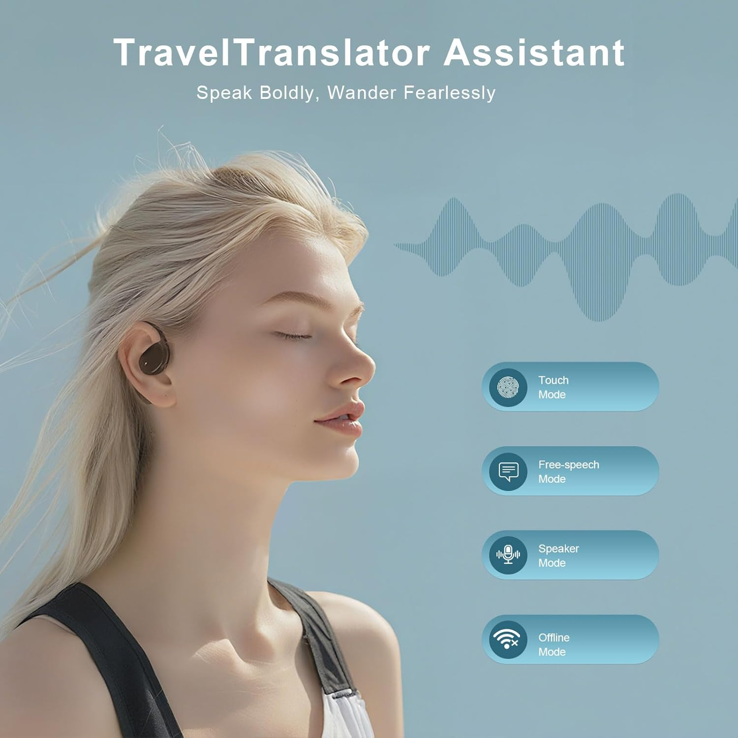 AI Translation Earbuds Real Time, 3-In-1 Translator Earbuds 144 Foreign Languages & Accents, Audifonos Traductores Ingl&eacute;s Espa&ntilde;ol,Open Ear Wireless Headphones with Charging Case Fit Ios