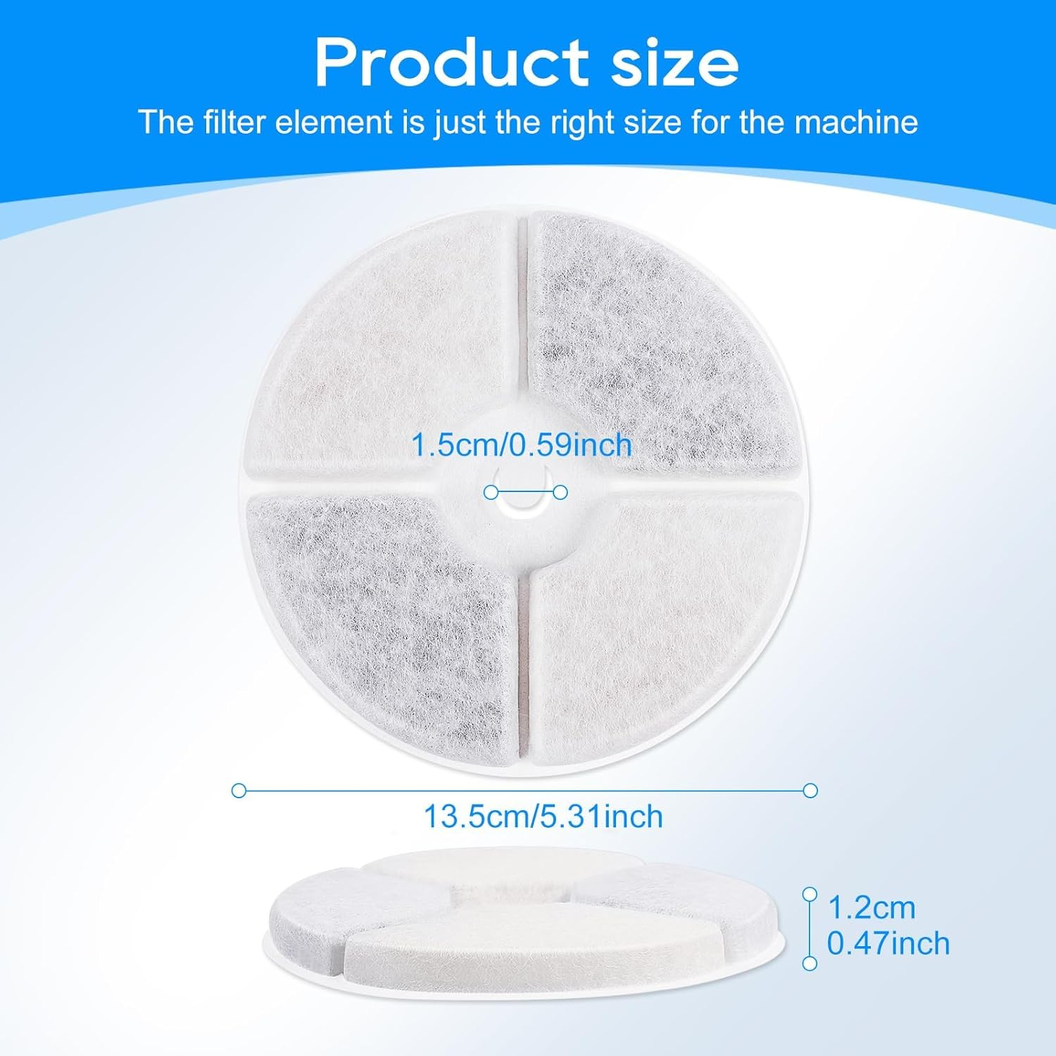 Cat Water Fountain Filter, Cat Fountain Filter Replacement, 6 Pack Water Fountain Filters for Petkit EVERSWEET Series Pet Water Fountain, MFB00122AU image number 1