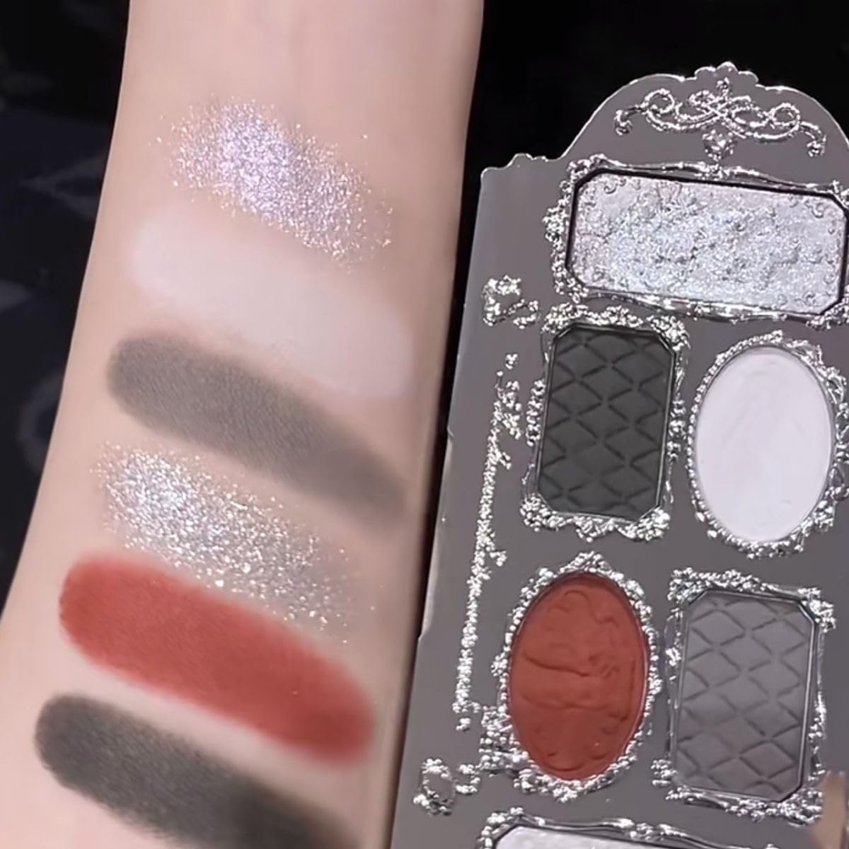 Flower Knows Swan Lake Ballet Eyeshadow Palette Delicate Matte Glow Waterproof 6-Color Glitter Eyeshadow Palette (C02) - C02 image number 3