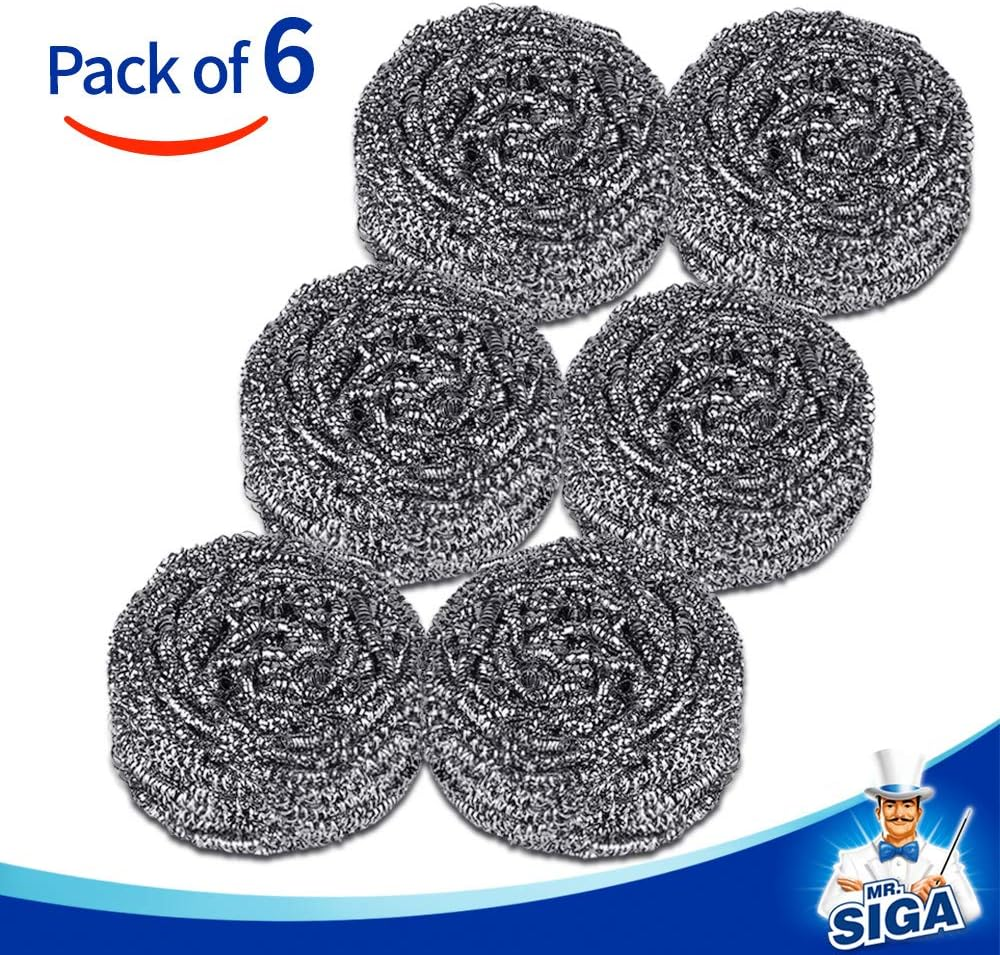 MR.SIGA Stainless Steel Scourer, Pack of 6, 30G image number 2