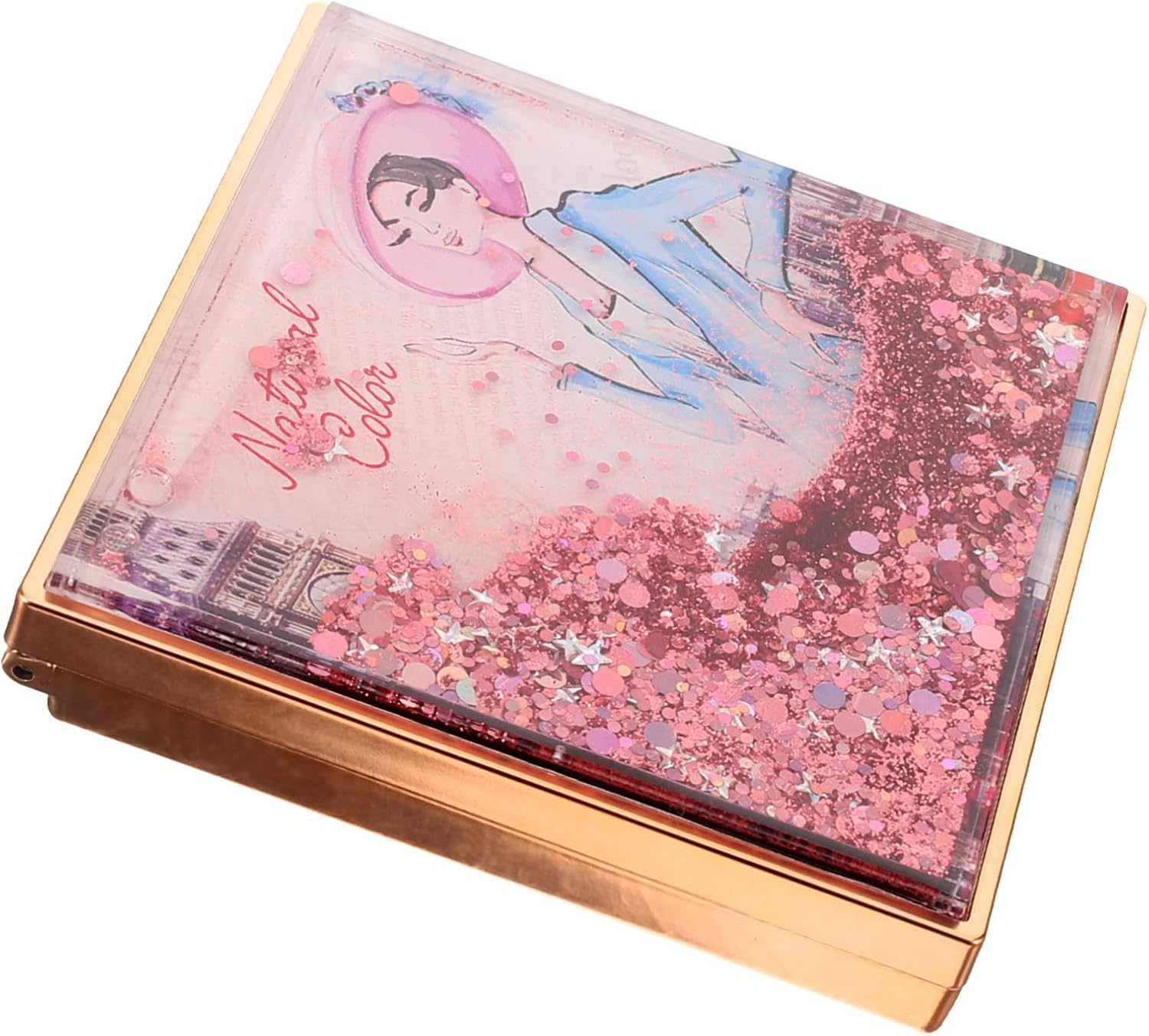 BELLIFFY 9Grids Eyeshadow Palette Empty Box Makeup Storage for Blush and Lipstick Compact Sequin Quicksand Design for Travel and Outdoor Use image number 2