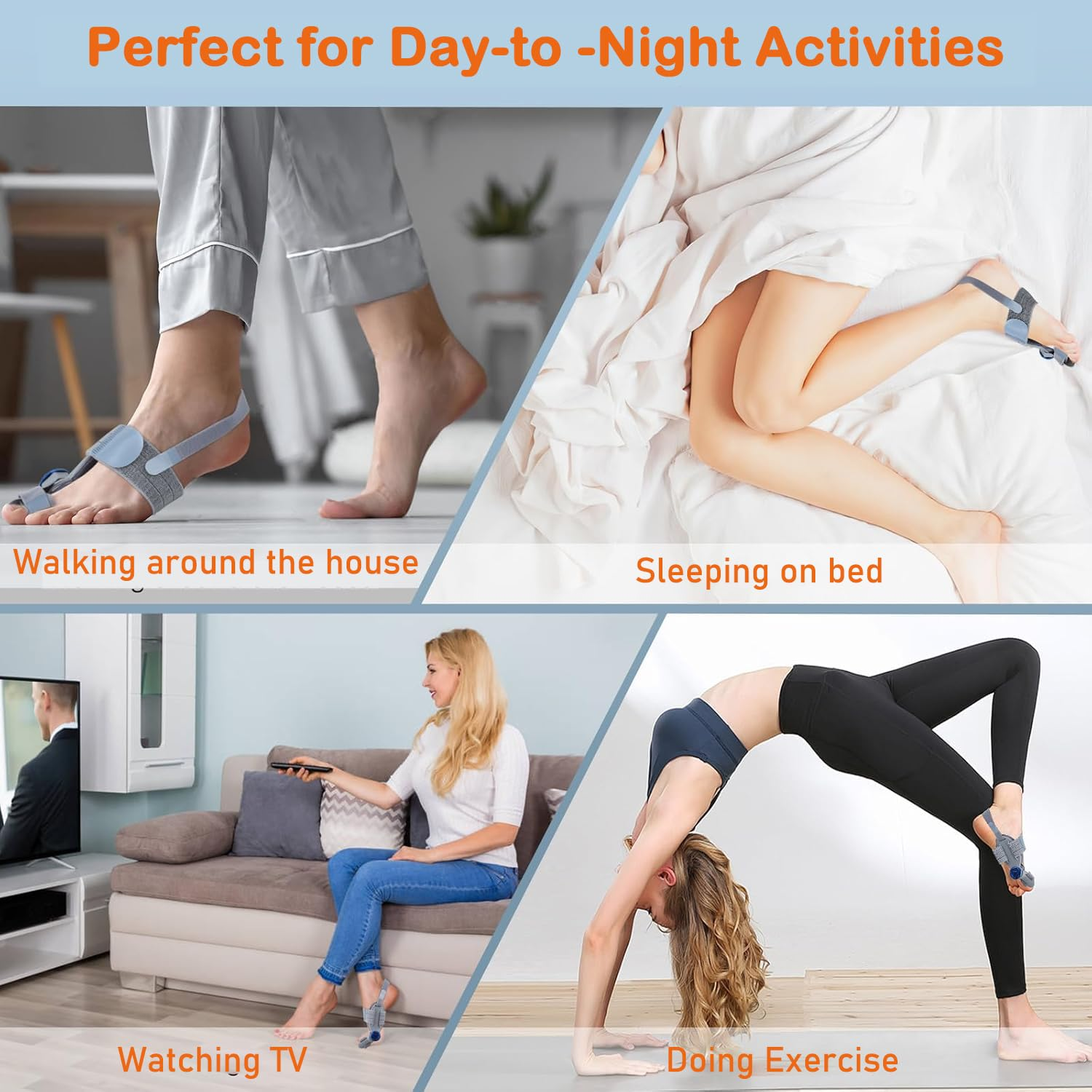 Bunion Correctors for Men and Women, Adjustable Knob Toe Straightener, for Bunion and Big Toe Pain Relief, Adjustable Bunion Splints (Gray) image number 2