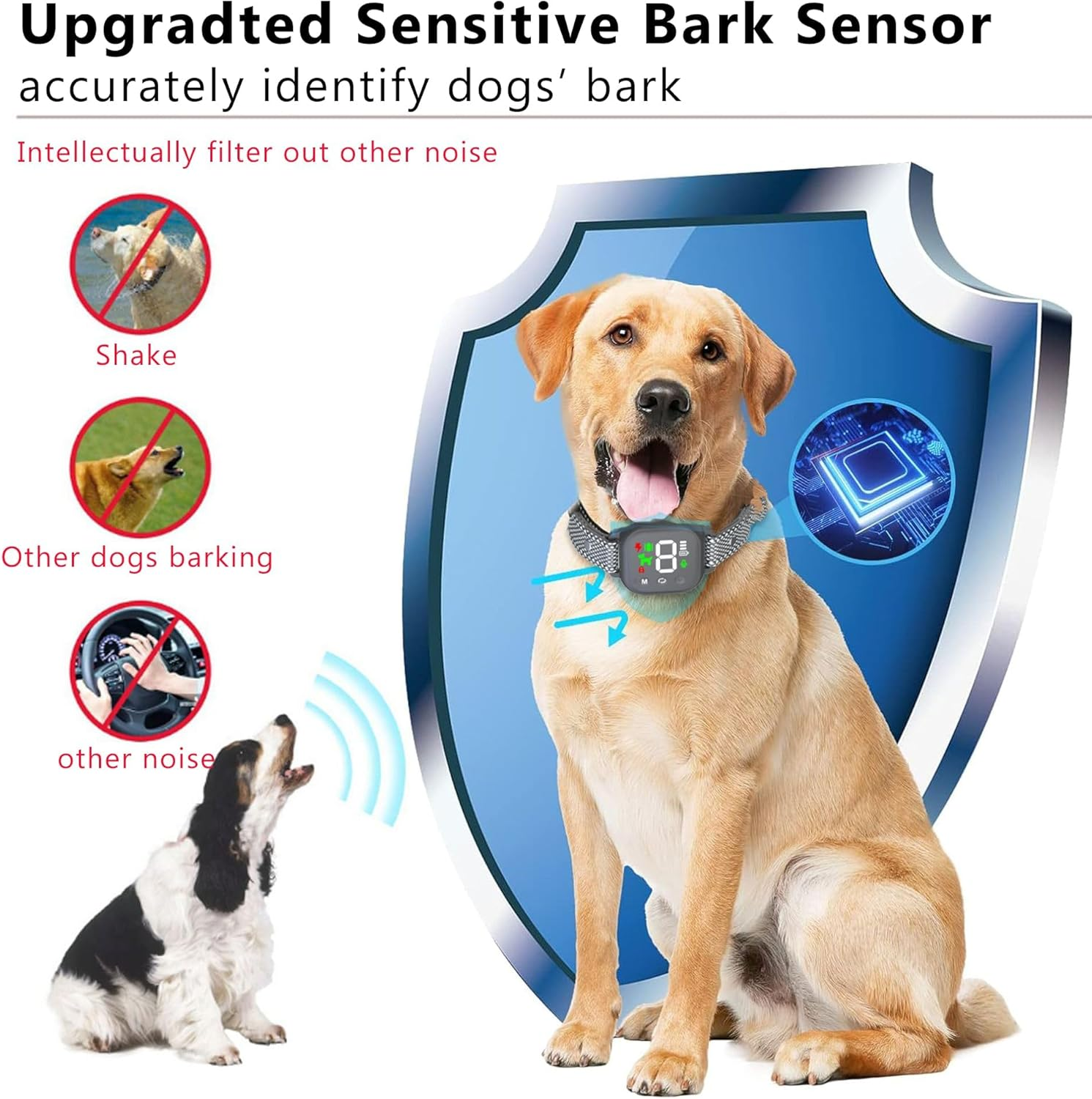 VIC Dog Bark Collar, Smart Bark Collar for Small Medium Large Dogs, Automatic No Shock anti Barking Training Collar, Rechargeable No Bark Collar with 8 Adjustable Sensitivity & Beep Vibration Modes image number 4