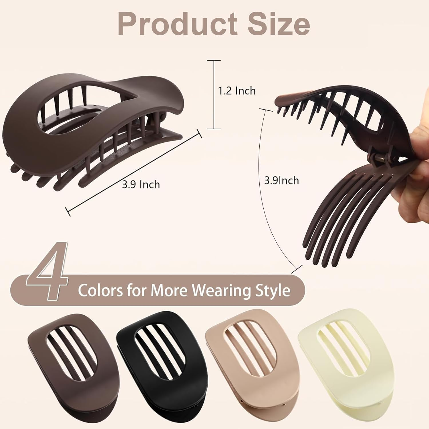 Rhoyee 4 Pack Flat Duckbill Hair Clips for Women &ndash; Non-Slip Strong Hold Hair Claw Clips with Durable Spring, Lightweight Stylish Barrettes for Thick, Thin, Long & Short Hair (4 Colors) image number 4