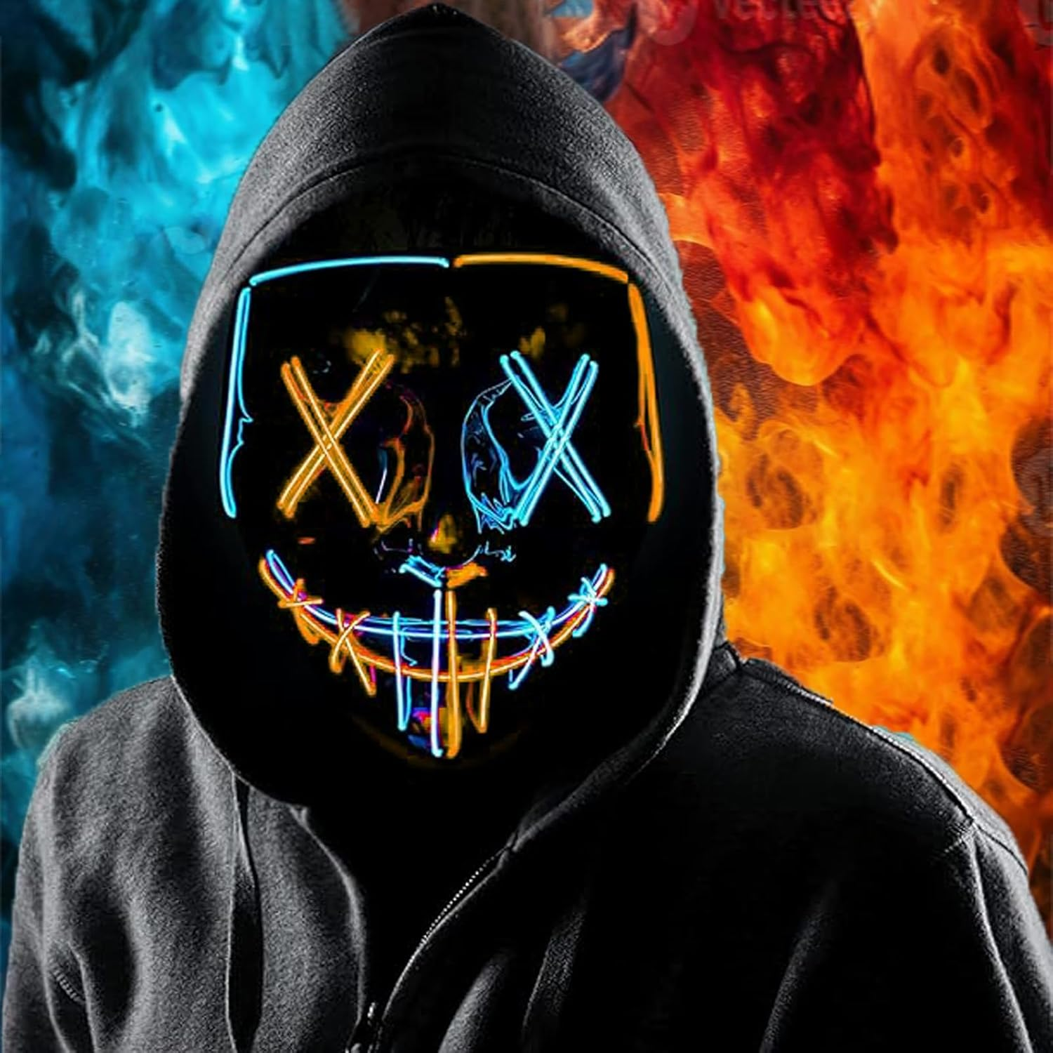 Boolavard Halloween Mask LED Light up Mask for Festival Cosplay Halloween Costume Masquerade Parties, Carnival, Gifts