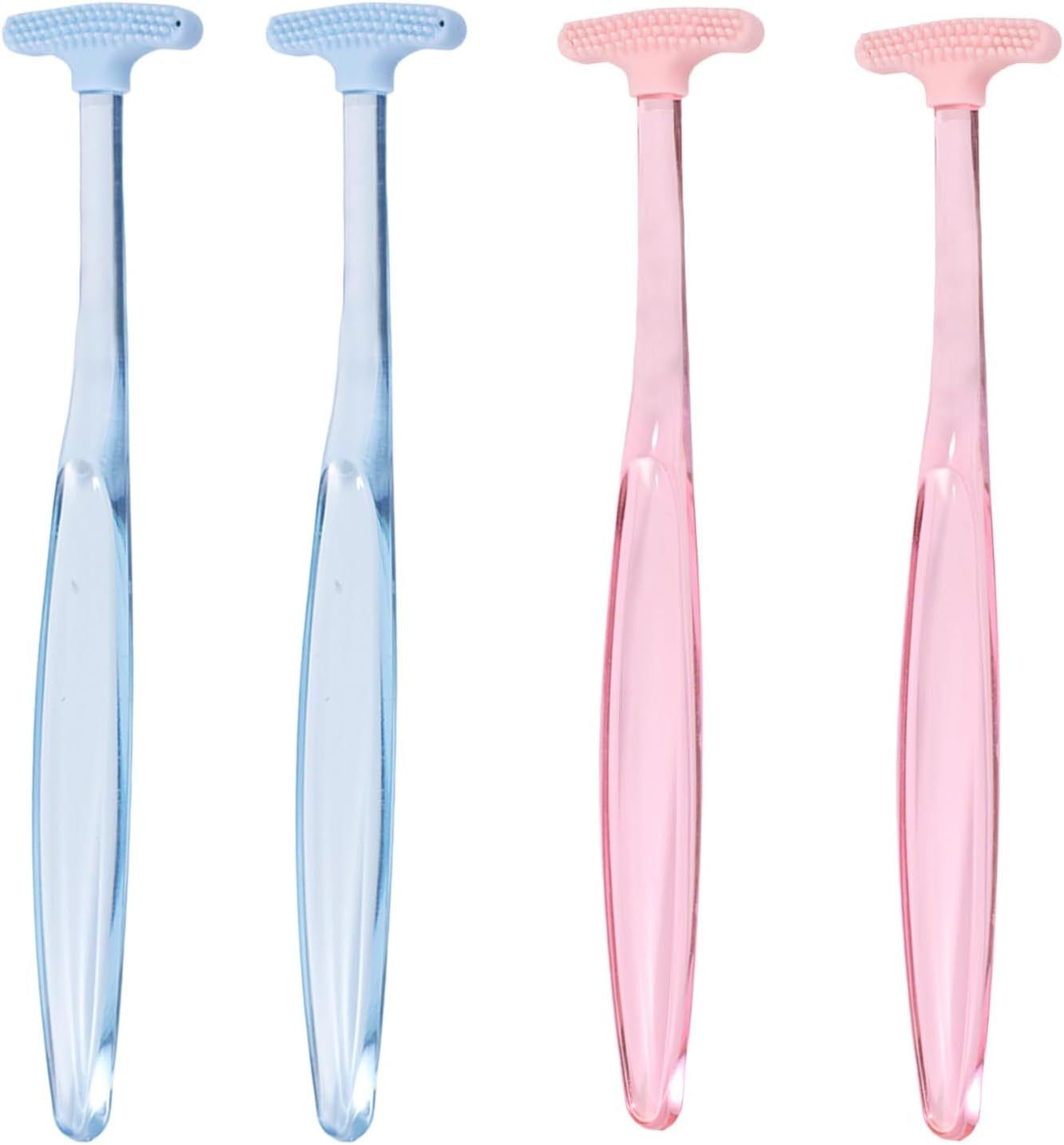 4Pcs Eyelid Brushes, Silicone Plastic Ultra Soft Eyelid Margin Cleansing Brushes Practical Cleansing Tool Accessories for Gently Cleaning Oil and Dirt (2 Colors)