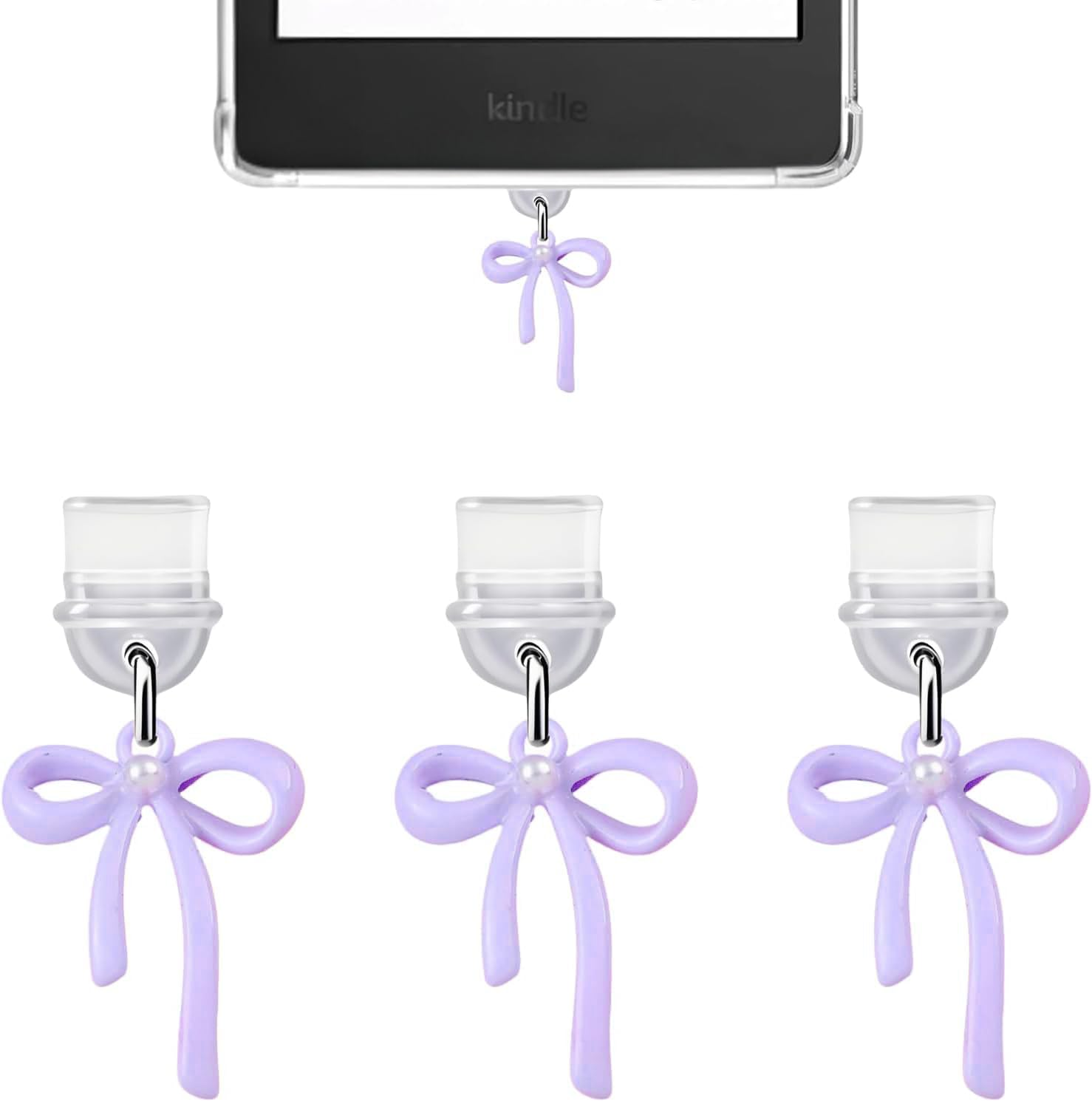 [3 Pack] T Tersely Dust Plug for Kindle Paperwhite 12Th/11Th/Kobo/E-Book/Mobile Phone, USB C Cute Dust Plug Accessories, Decoration for Type C Charging Ports - Pink