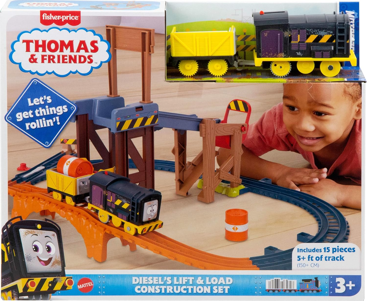 Thomas & Friends Motorized Toy Train Set Diesel&rsquo;S Lift & Load Construction with Track & Cargo for Preschool Kids Ages 3+ Years image number 3