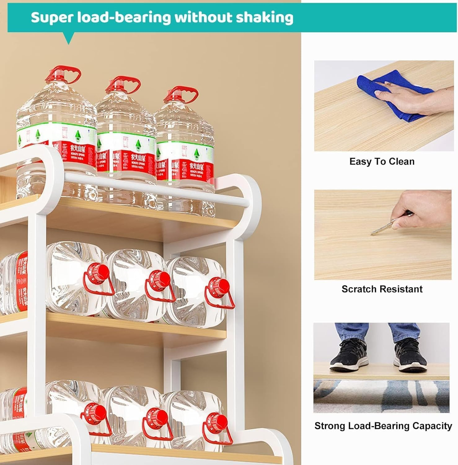 Fohouse 3-Tier over the Toilet Storage, above Washer Dryer Rack, Bathroom Balcony Organizer for Space Saving, Metal Laundry Shelf (White) image number 2