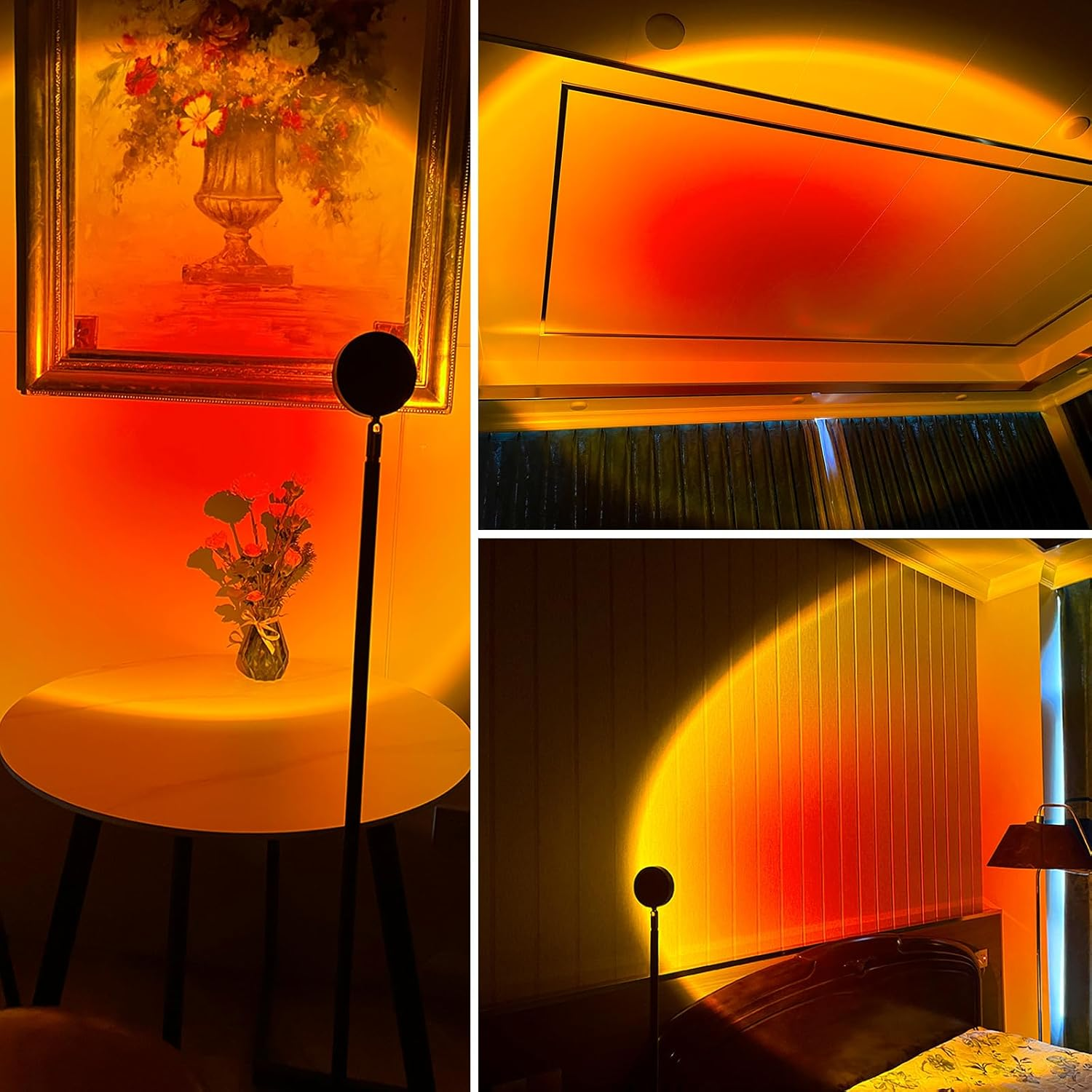 GY Floor Lamp Living Room, 4 Colours Sunset Lamp, USB Port Sunlight LED Projector, 720&deg; Rotating Romantic Mood Light, Suitable for Photography, Selfie, Living Room Decoration - Sunset Red image number 4