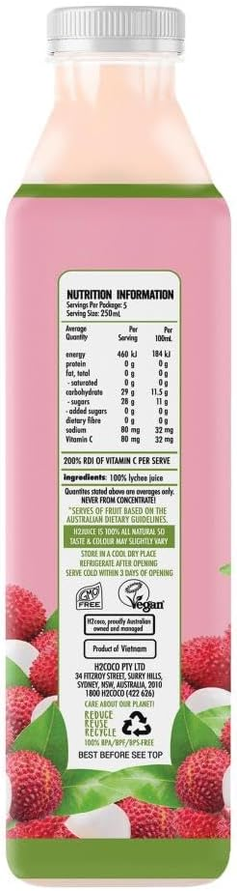 H2Juice Lychee, 1.25L X 6 image number 4