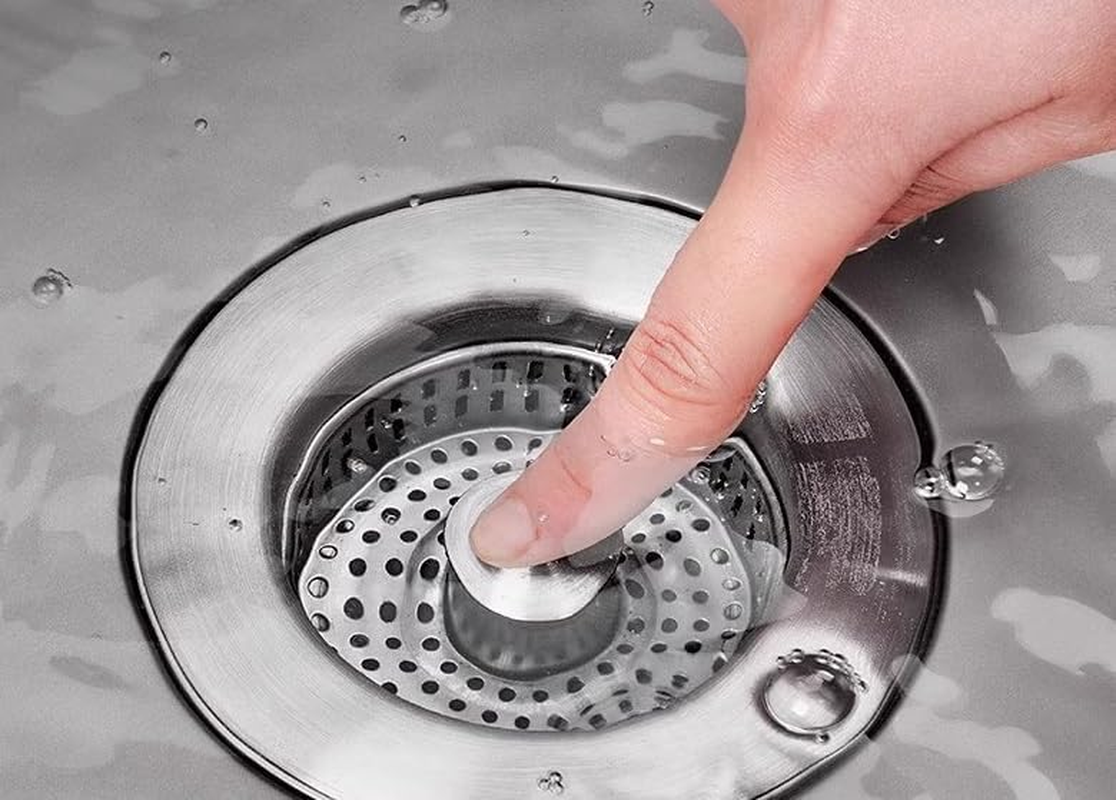 Upgraded Kitchen Sink Bounce Core Drain Strainer and Stopper, Drain Plug Filter for Bathroom Sink, Sink Stopper Kitchen Drain with Anti-Clogging Basket Strainer (Silvery, One Size) image number 3