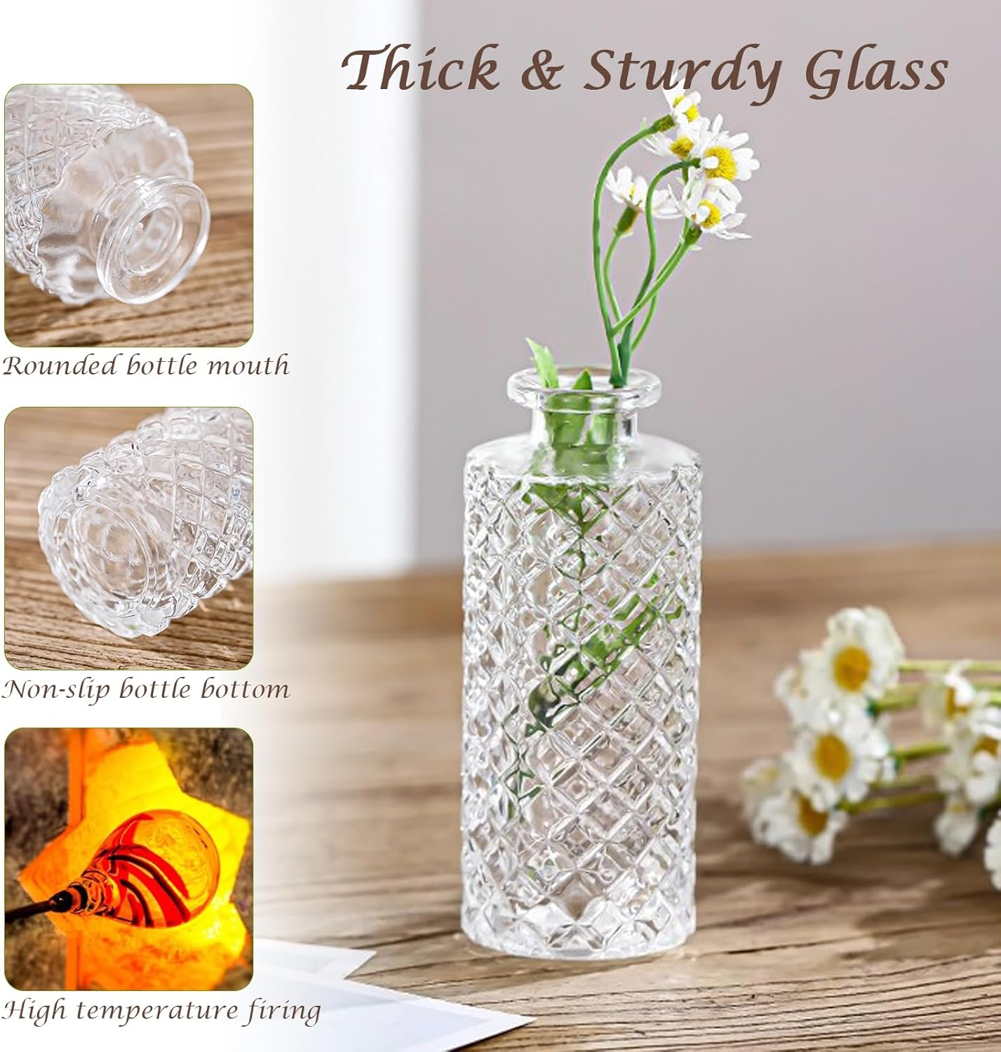 Lenamos Glass Bud Vases in Bulk Set of 30, Small Flower Vases Clear Vases for Centerpieces, Mini Vintage Vases for Flowers for Wedding Party Home Decorations Rustic Farmhouse Table Decor image number 2