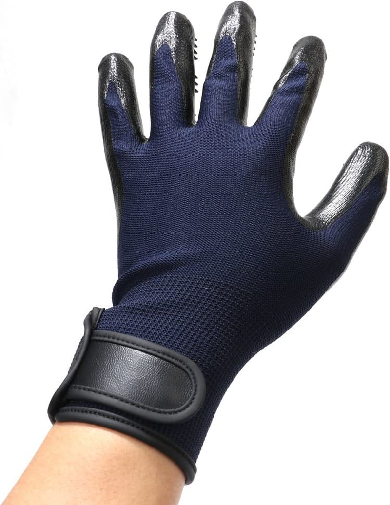 Bestbuy Pet Grooming Gloves - Improved Five Finger Design Rubber Glove Gentle De-Shedding Brushes for Cats, Dogs & Horses (Blue) image number 2