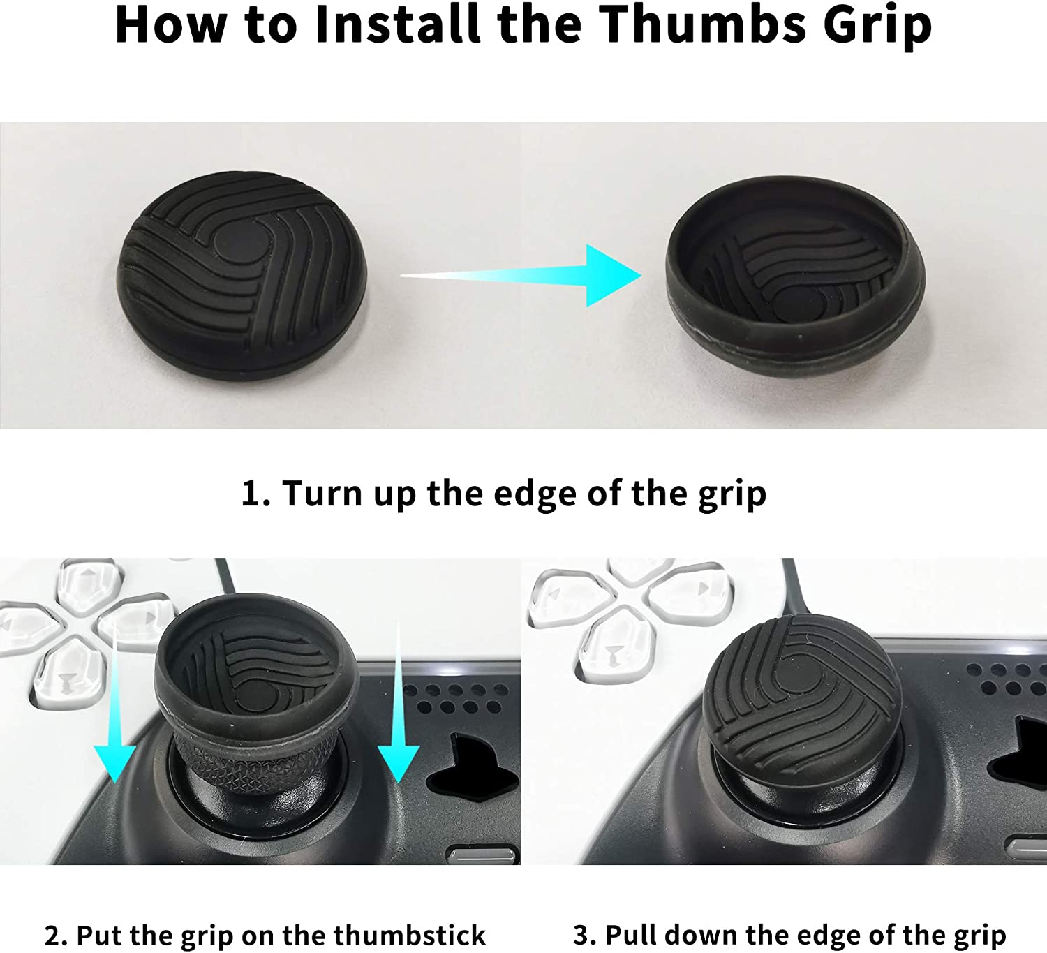 Playvital Samurai Edition Ergonomic Silicone Skin Protective Case for Nintendo Switch Pro Controller, Soft Anti-Slip Controller Grip Protector for Nintendo Switch Pro with Thumb Grip Caps - Blue - Blue image number 6