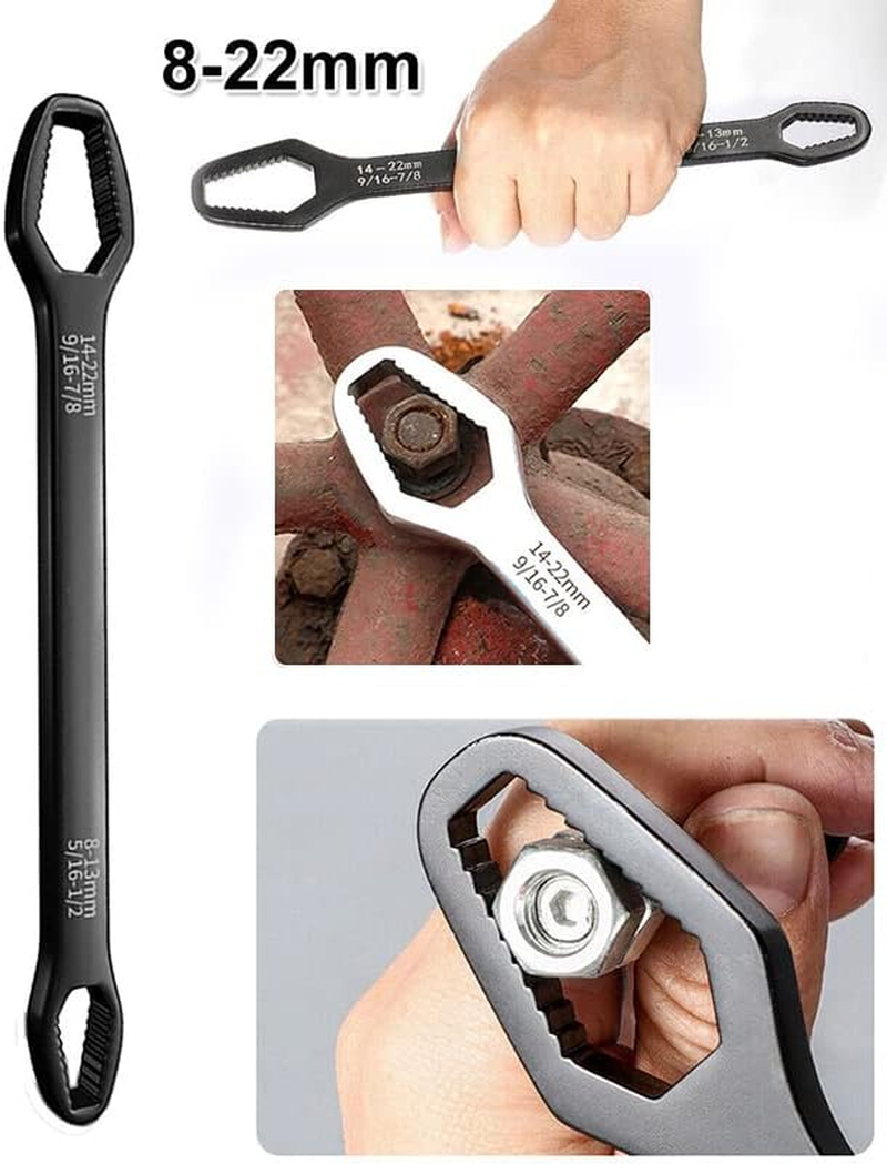 AIMALL Universal Plum Screw Nuts Wrench Self-Tightening Lazy Wrench Adjustable Wrench 8-22Mm(5/16&rdquo;-7/8&rdquo;) Double Head Ratchet Spanner Repair Tools for Car Bicycle Car image number 2