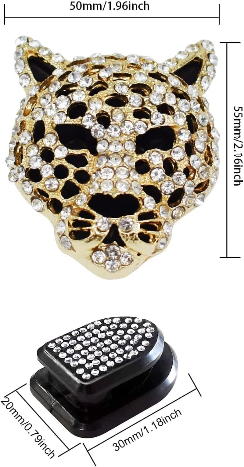 2Pcs Golden Bling Leopard Air Vent Clips, Crystal Leopard Car Air Fresheners Vent Clips Car Diffuser Vent Clip Rhinestone Leopard Car Decoration Car Interior Decor Car Accessories，Interior Accessories image number 6