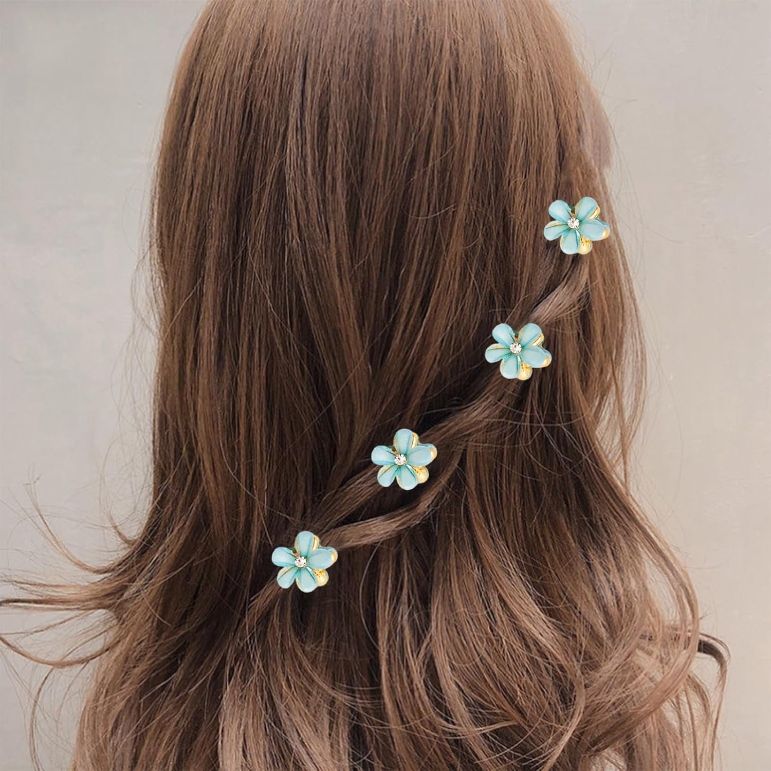 20 Pcs Flower Claw Clips Rhinestone Mini Hair Clips Sun Flower Claw Clip for Women Girls (Blue)