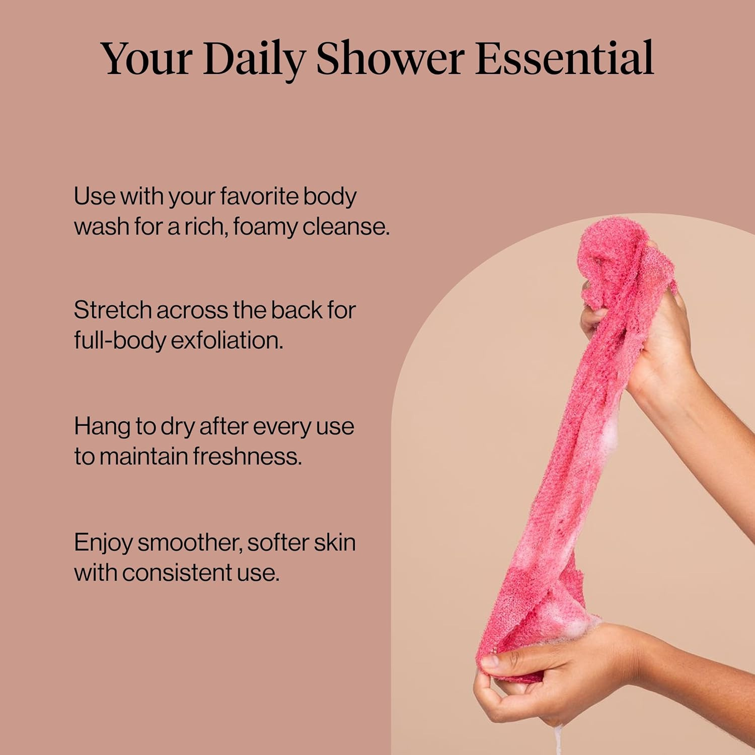 Kitsch African Net Sponge &ndash; Exfoliating Body Scrubber for Cleansing & Gentle Daily Exfoliation &ndash; Stretchable Bath Sponge for Hard-To-Reach Areas, Long-Lasting Shower Essential - Berry Pink, 3 Pcs image number 4