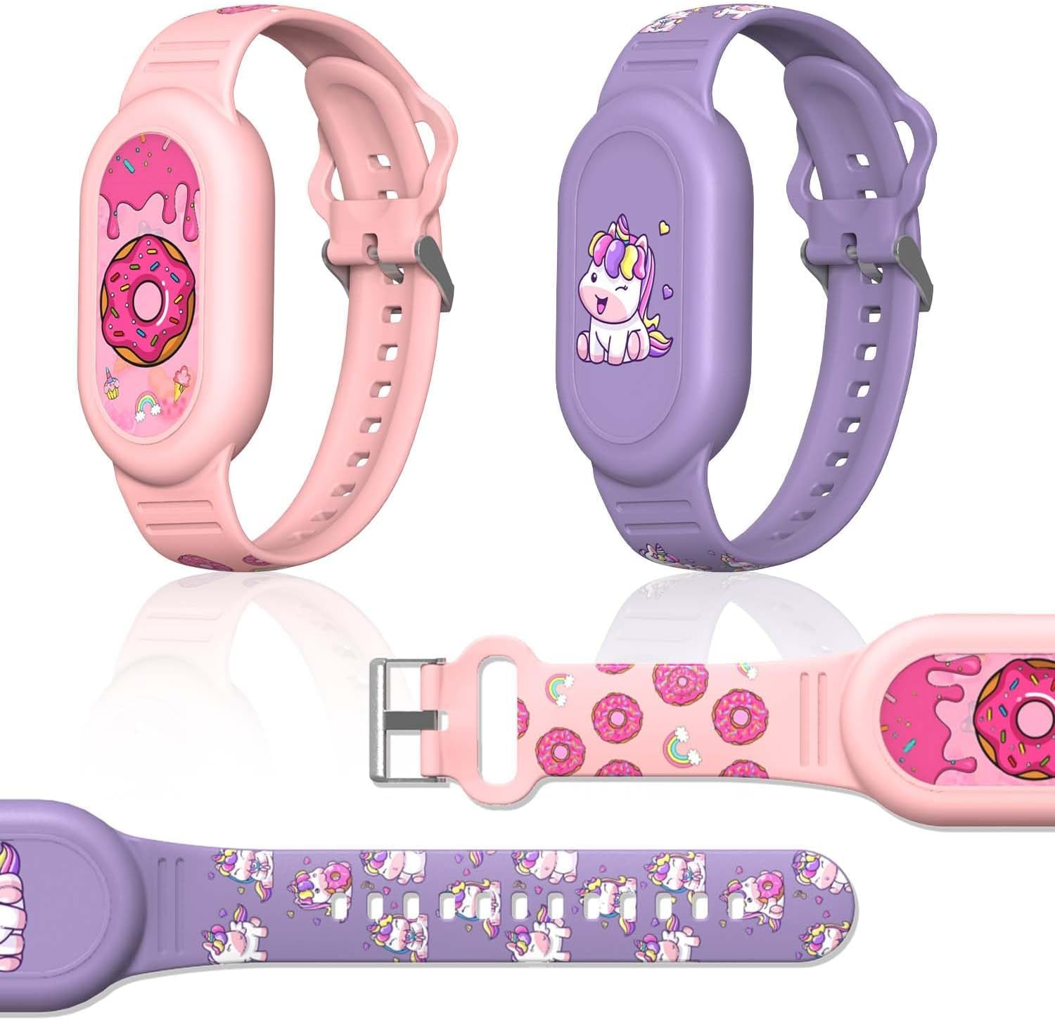 [2Pack] Cute Bracelet for Galaxy Smarttag 2 (2023), Silicone Cartoon Smart Tag 2 Wristband Holder Compatible with Samsung Smarttag 2 Waterproof Smart Tag 2 Case for Kids Elderly(Unico & Donuts) image number 3