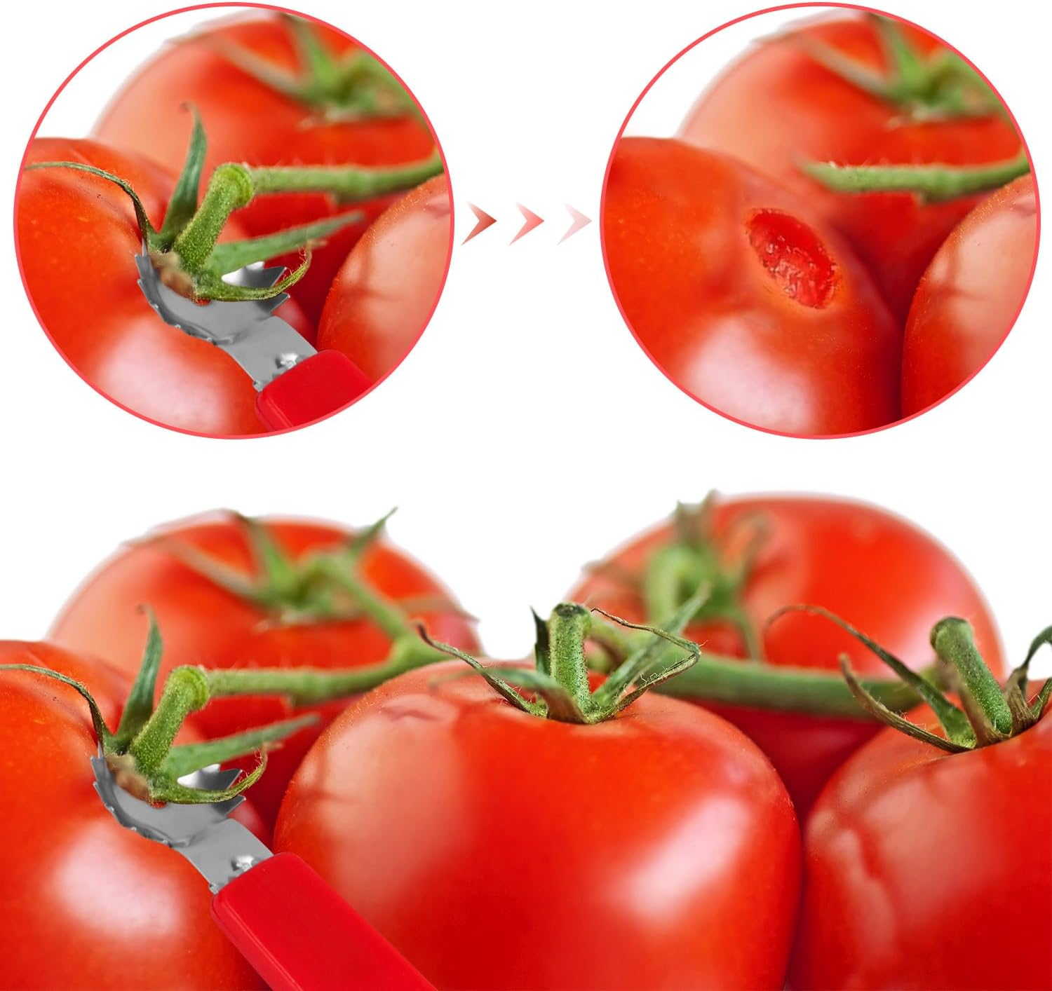4Pcs Tomato Strawberry Corer Tool, Strawberry Huller Stem Remover Fruit Vegetable Core Removing Tools with Ergonomic Handles Kitchen Gadget for Strawberries Tomatoes image number 5